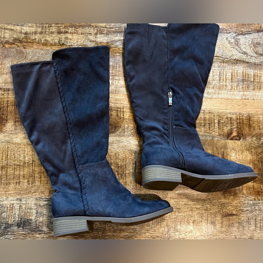 JC Round Toe Wide Calf Side Zip Boots Size 7